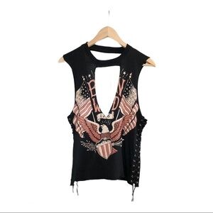🌈 6/$60, Forever 21 Born Wild, Blk/Crm/Red TShirt, Small